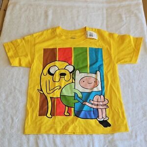 Cartoon Network Adventure Time Finn & Jake Yellow Kids T-Shirt S 100% Cotton